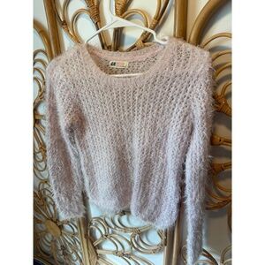 H&M Sweater Kids Girls 8-10Y Light Pink Lavender Fuzzy Pullover
